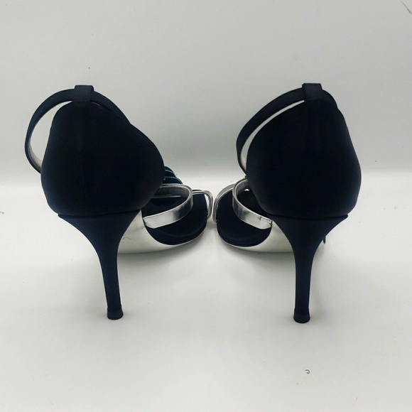 LOUIS VUITTON SIZE 39 OR US 9 COLOR BLACK SATIN SILVER LEATHER AQUA BLUE USED 2X - Picture 10 of 14